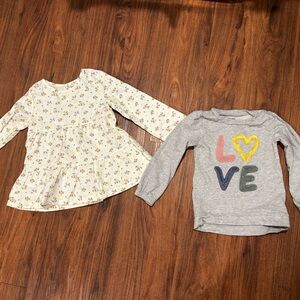 Duo Bundle. Simple Cream Floral Long Sleeve Top and Gray LOVE Sweatshirt